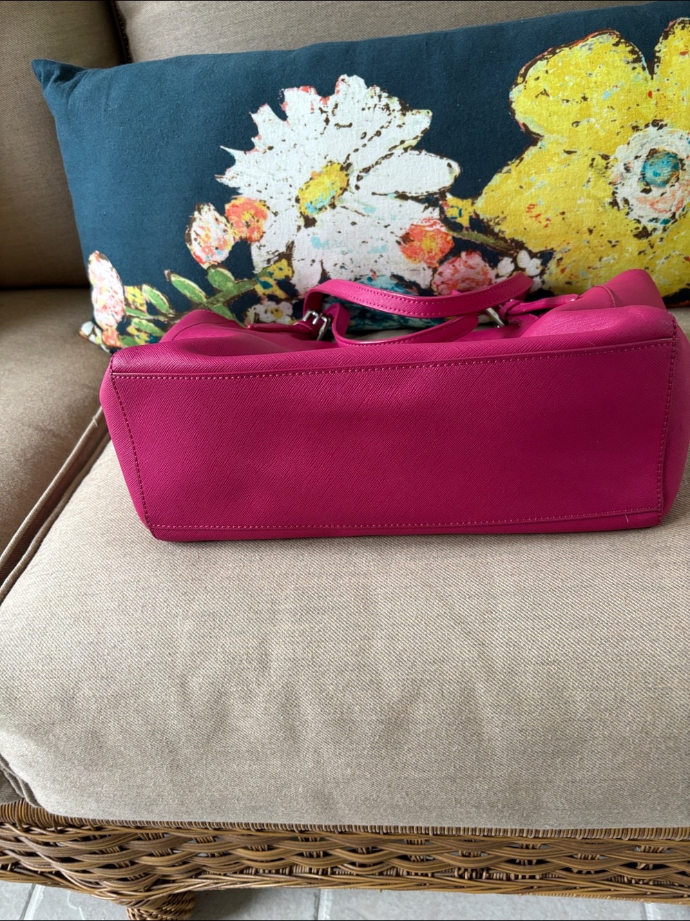 Tory Burch Bright Fuchsia Leather Tote - Picture 6 of 6